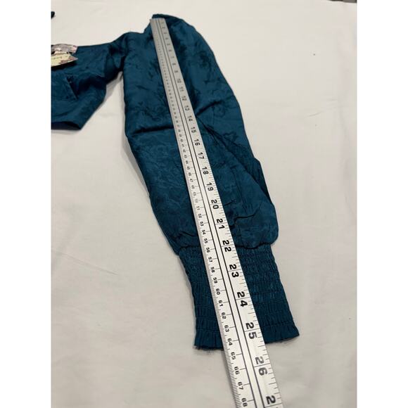 NEW Band of the Free Camille Floral Satin Crossover Crop Top Size S Teal NWT - Picture 12 of 12